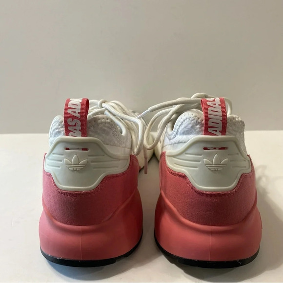 Adidas White & Pink ZX 2K 3 Stripes Boost Lace Up Barbiecore Sneakers Size 10.5